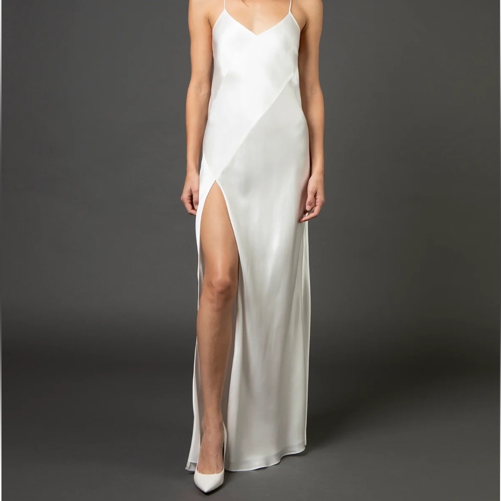 MICHELLE MASON BIAS PANEL OPEN BACK GOWN - IVORY - NWT ($825 Retail)